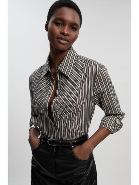 KAREN MILLEN Poplin Stripe BIb Woven Shirt