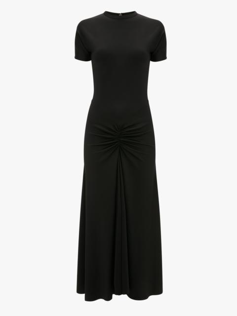 Victoria Beckham Gathered Waist T-Shirt Midi Dress In Black