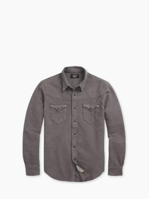 RRL by Ralph Lauren RRL SLIM FIT CHAMOIS WESTERN SHIRT HEATHER GREY