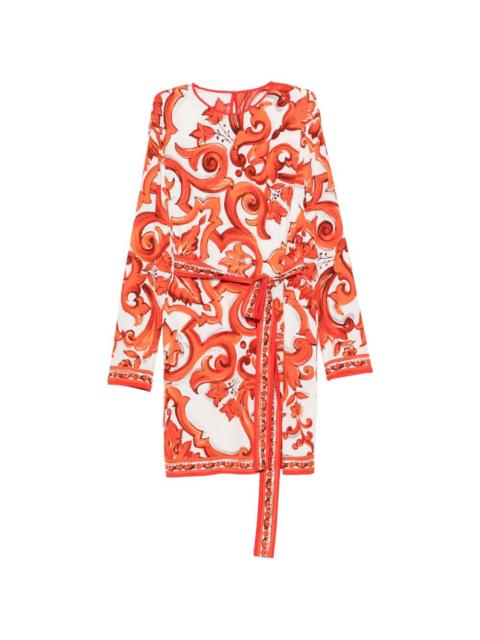 Dolce & Gabbana Dolce & Gabbana Women Maiolica Print Silk Dress