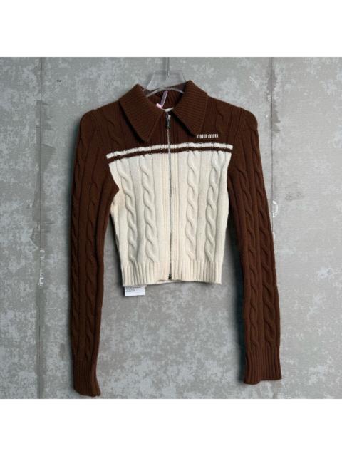 Miu Miu Miu Miu Color-Block Zip-Up Knit Cardigan