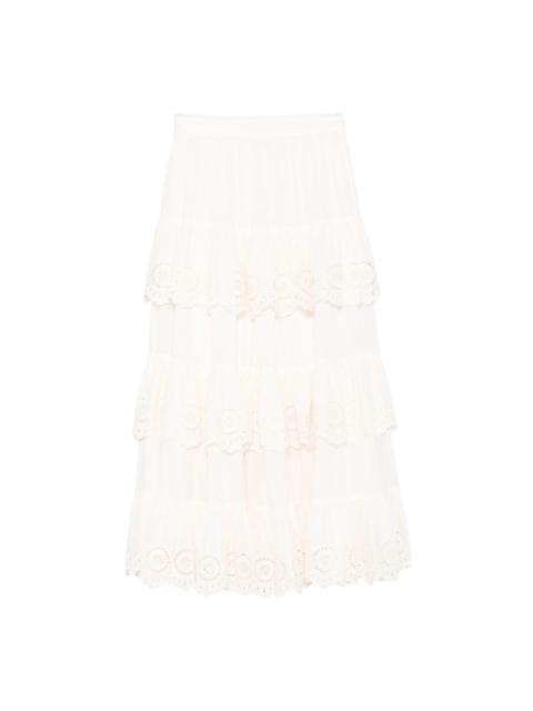Zimmermann Lucky Embroidered Midi Skirt