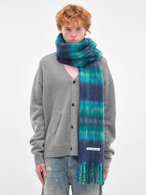 Acne Studios Blue & Green Check Mohair Scarf