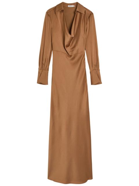 SIMKHAI Simkhai Adelle Draped Satin Maxi Shirt Dress