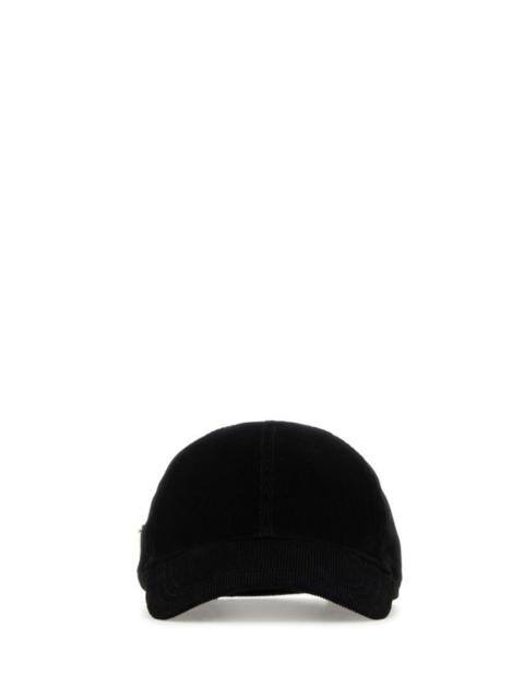 Prada Man Black Corduroy Baseball Cap