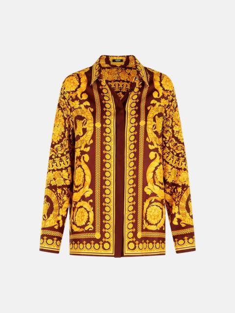VERSACE BROWN AND GOLD 'BAROCCO' SILK SHIRT