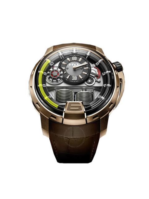 Other Designers HYT H1 Pink Gold Black Dial Brown Leather Men's Watch 148-PG-22-GF-CR