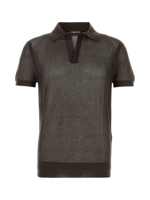 TOM FORD Chocolate mesh polo shirt