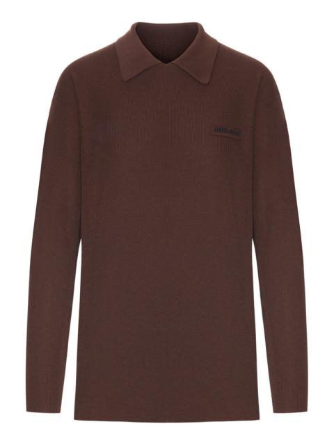 Miu Miu Miu Miu Women Ribbed Wool Polo Sweater