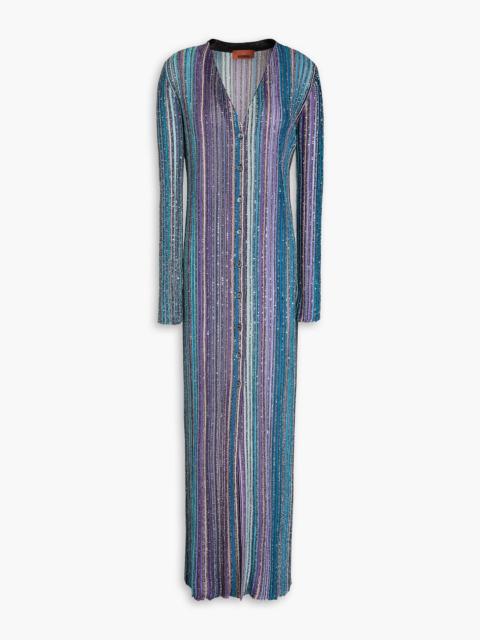 Missoni Metallic striped ribbed-knit cardigan