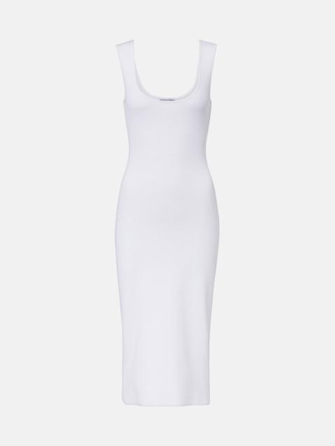 Chain-detail ribbed-knit midi dress