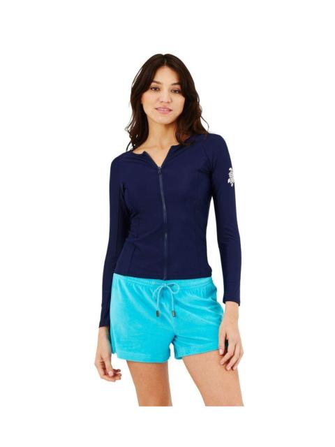Vilebrequin Vilebrequin Women's Solid Zipper Rashguard in Bleu Marine at Nordstrom