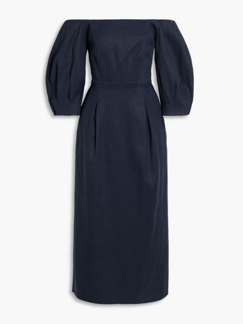 GABRIELA HEARST Majano off-the-shoulder hemp and cotton-blend twill midi dress