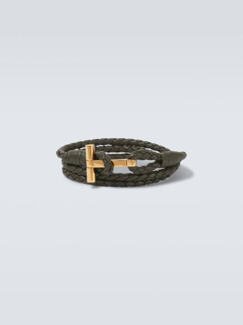 TOM FORD T braided leather bracelet