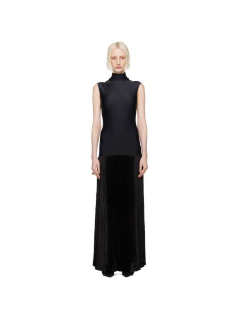 ALAINPAUL Black Plissee Maxi Dress