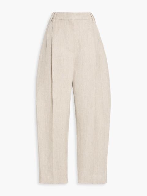 Brunello Cucinelli Pleated linen-twill tapered pants