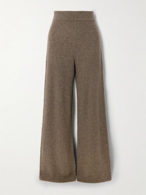 LE KASHA Banvir Ribbed Organic Cashmere Wide-leg Pants