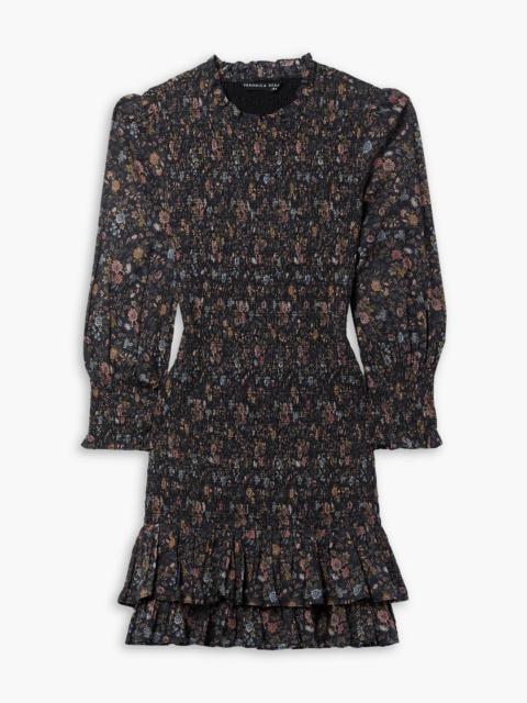 VERONICA BEARD Farha shirred floral-print cotton-voile mini dress