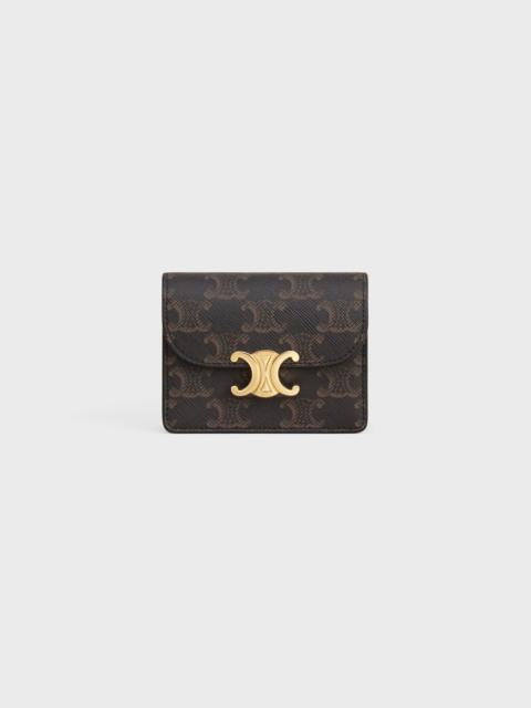 CELINE BUSINESS CARD HOLDER TRIOMPHE in Triomphe Canvas AND Lambskin
