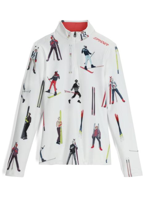SPYDER Womens Vivid Half Zip T-Neck - Vintage Vibes White
