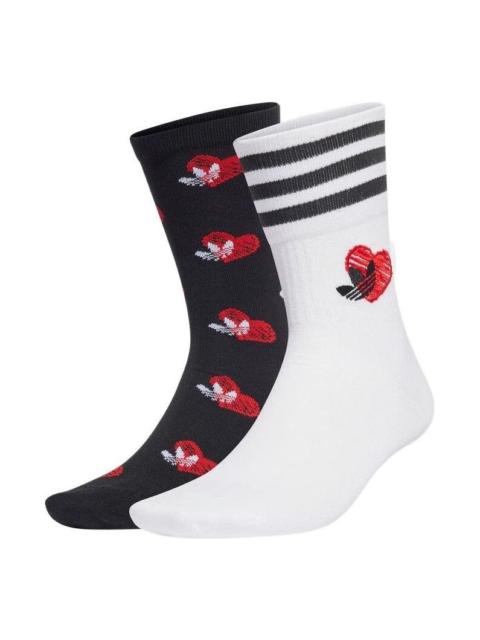 adidas adidas Mid-Cut Socks 2 Pairs 'Black White' HM4191