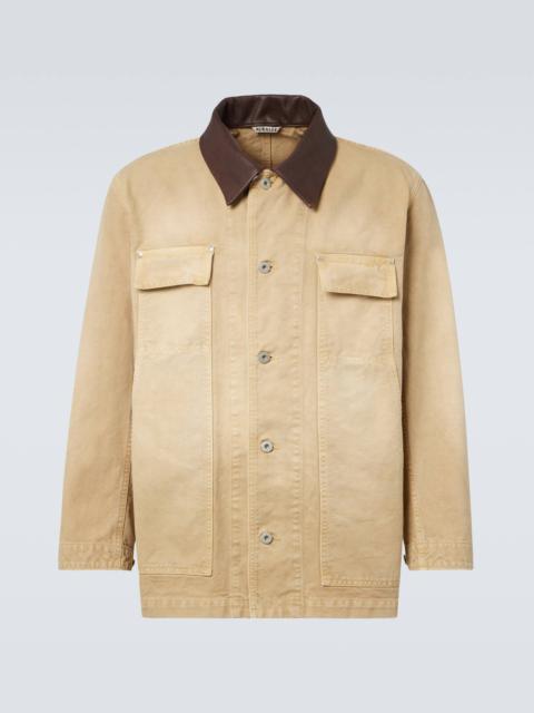 Leather-trimmed cotton blouson
