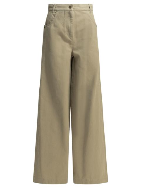 Max Mara Max Mara Wide-leg Cotton Trousers Beige Women