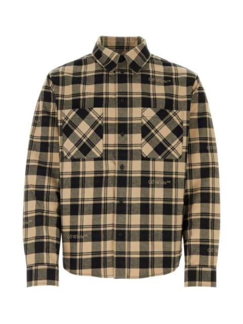 Off White Man Embroidered Flannel Shirt