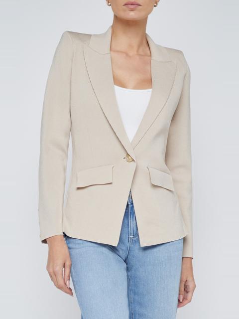 L'AGENCE L'AGENCE Chamberlain Knit Blazer in Ivory/Gold at Nordstrom