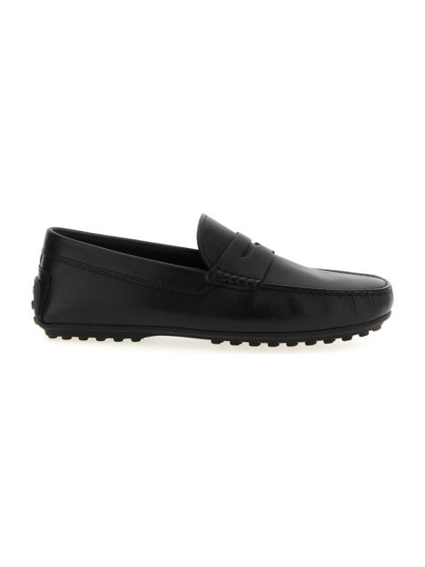 Tod's 'city Gommino' Black Leather Loafers