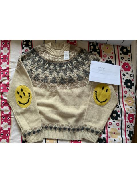 KAPITAL 5G Wool Nordic Smiley Knit Raglan Crewneck Sweater