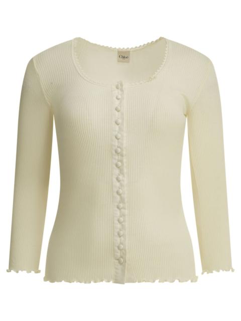 Chloé Chloé Cotton Silk Fitted Top White Women