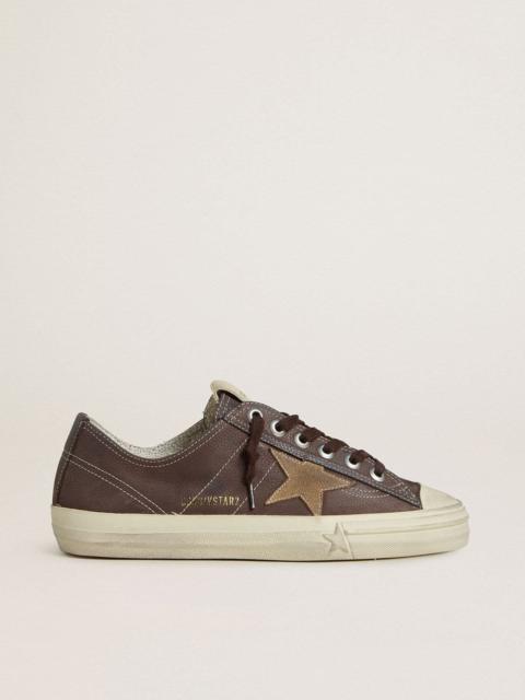 Golden Goose Women's V-Star in brown nubuck with tobacco-colored suede star