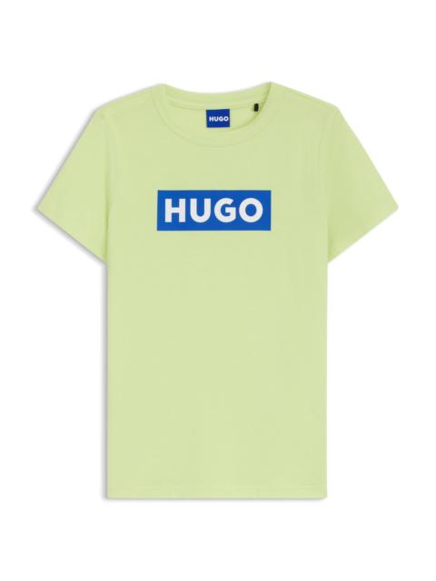 HUGO SLIM-FIT T-SHIRT IN COTTON WITH BLUE BOXED LOGO