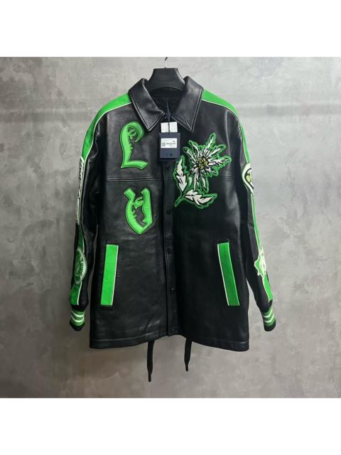 Louis Vuitton Louis Vuitton Black Contrast Letter & Floral Jacquard Long Leather Coach Jacket