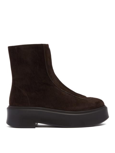 The Row Brown Suede Zip Ankle Boots