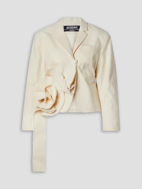 JACQUEMUS Frayed appliquéd cotton blazer