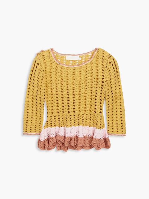 Zimmermann Ruffled crocheted cotton sweater