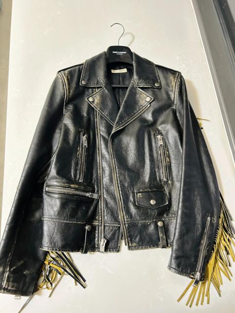Saint Laurent Slp 16fw distressed tassel lo1 motorcycle leather jacket