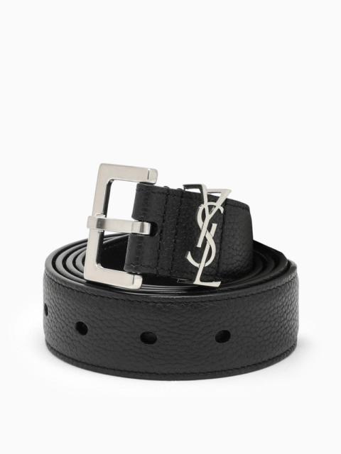 SAINT LAURENT Saint Laurent Black Cassandre Belt In Grained Leather Men