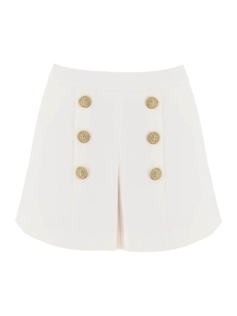 Balmain Crepe Shorts With Embossed Buttons
