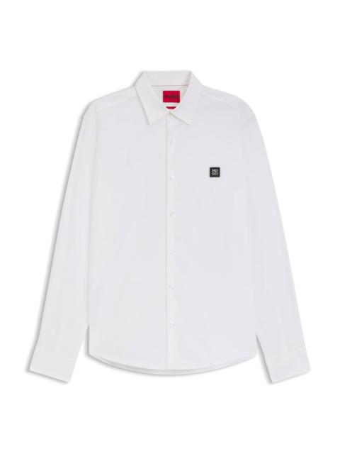 HUGO SLIM-FIT SHIRT IN COTTON POPLIN WITH LOGO STRIPE