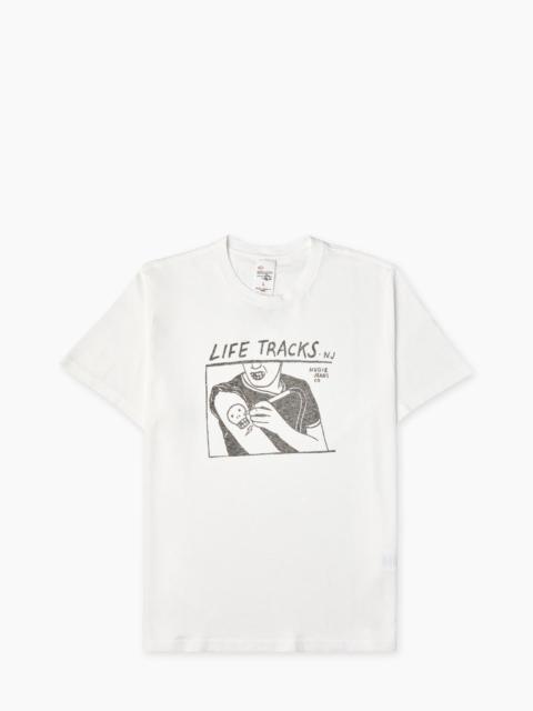 Nudie Jeans NUDIE JEANS ROY LIFE TRACKS T-SHIRT CHALK WHITE