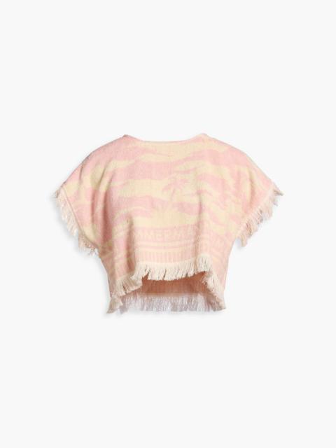 Zimmermann Cropped fringed printed cotton-terry T-shirt