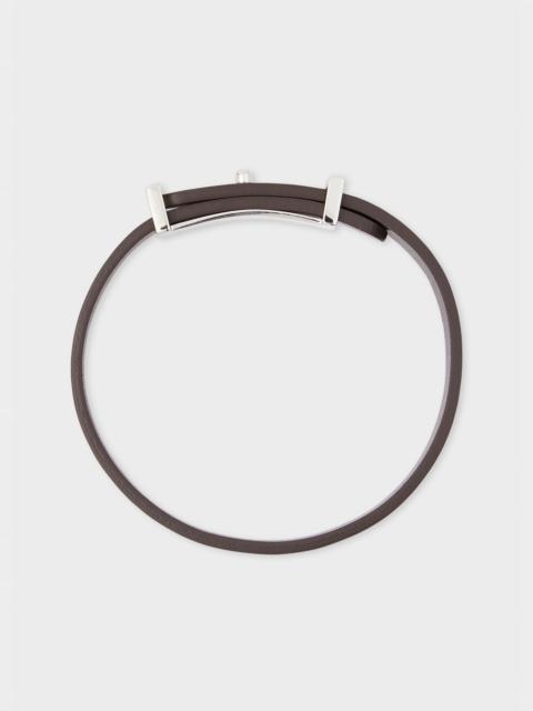 Paul Smith Brown Signature Buckle Leather Bracelet