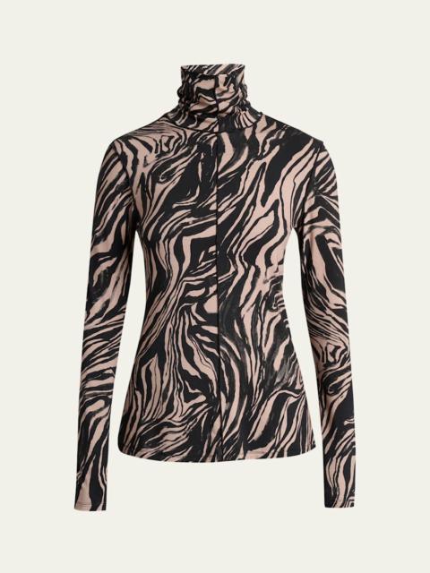 Proenza Schouler Audrey Printed Jersey Turtleneck