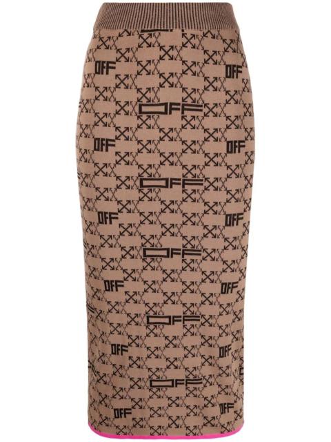 Off-White intarsia-knit Arrows-logo pencil skirt