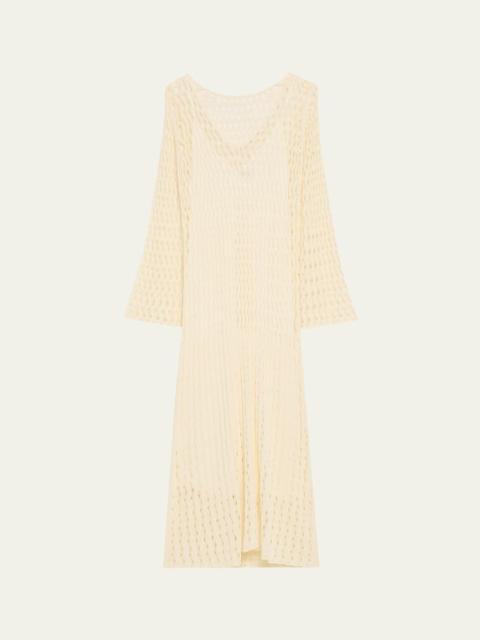 Altuzarra Jemmy Open Knit Long-Sleeve Midi Dress