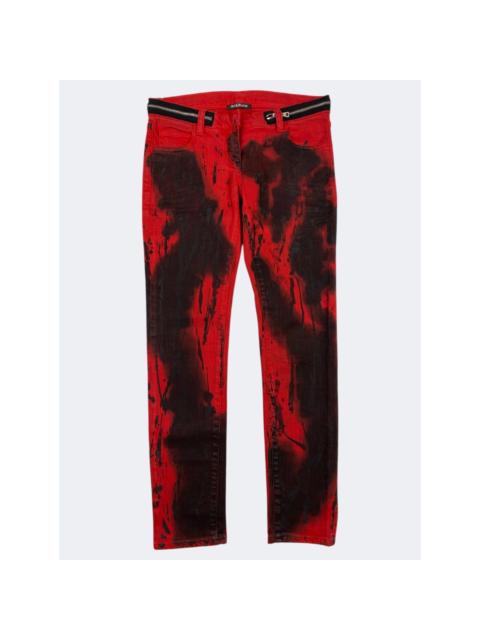 Balmain 2011 Runway Red Zip Biker Jeans