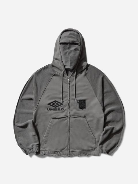 umbro Royal Arms Zip Masked Hoodie Smock Grey